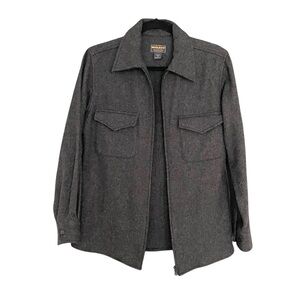 WOOLRICH Vintage Women’s Wool Zip Front Shirt Jacket Shacket Charcoal Grey S
